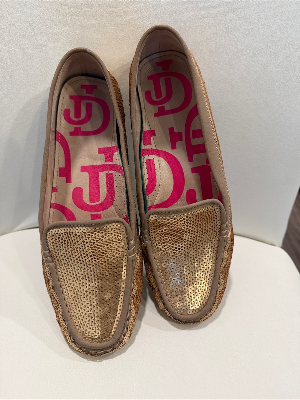Joan & David sequin loafer flats